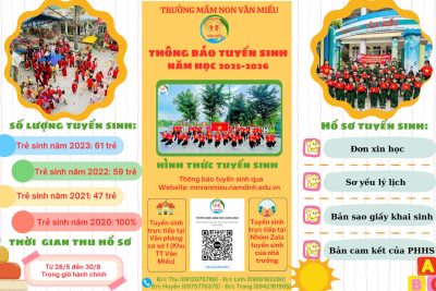 TRƯỜNG MẦM NON VĂN MIẾU THÔNG BÁO TUYỂN SINH NĂM HỌC 2025-2026